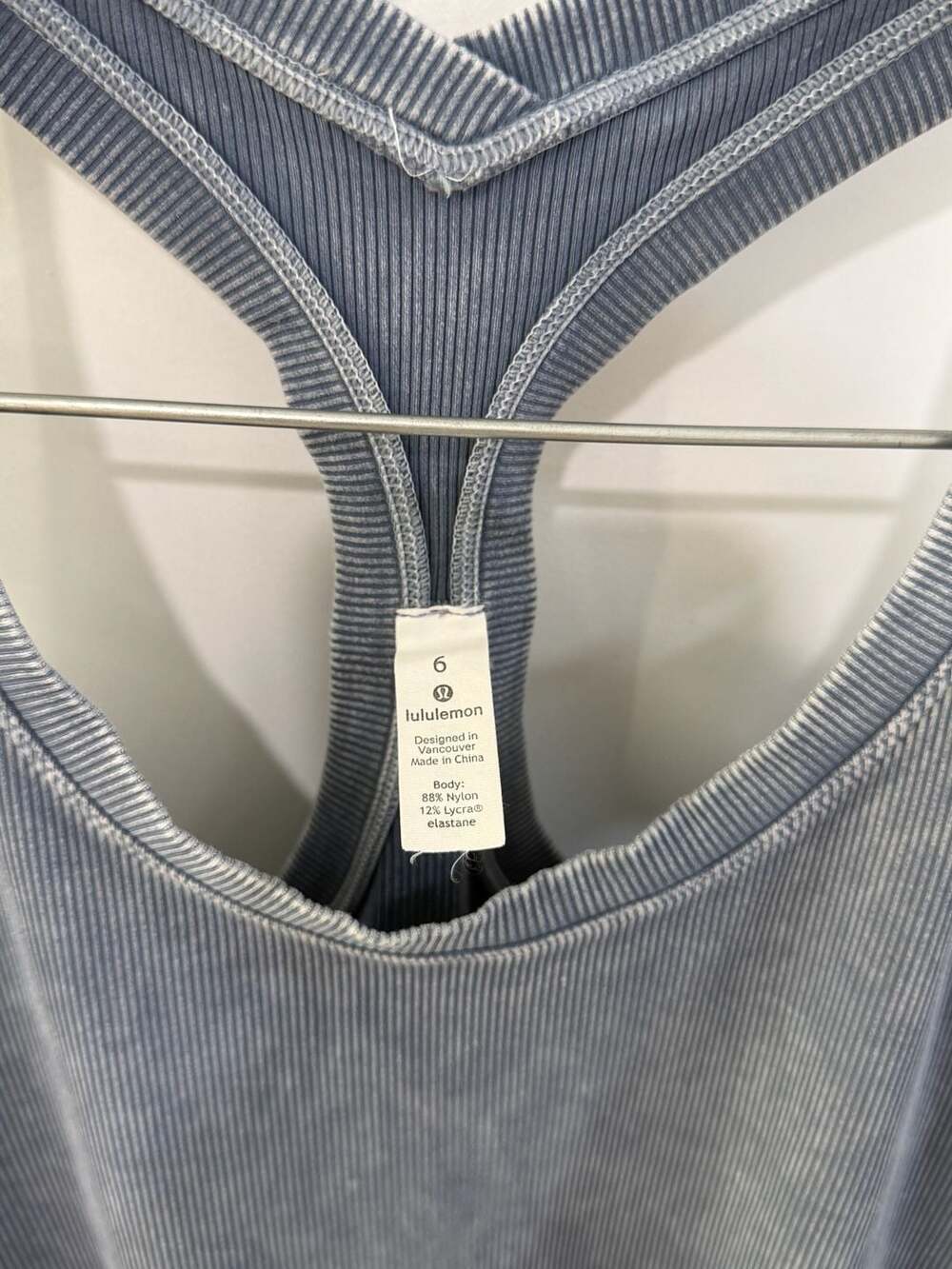 Lululemon Cool Racerback Tank Top Ribbed Washed Blue Size 6 - Picture 2 of 7